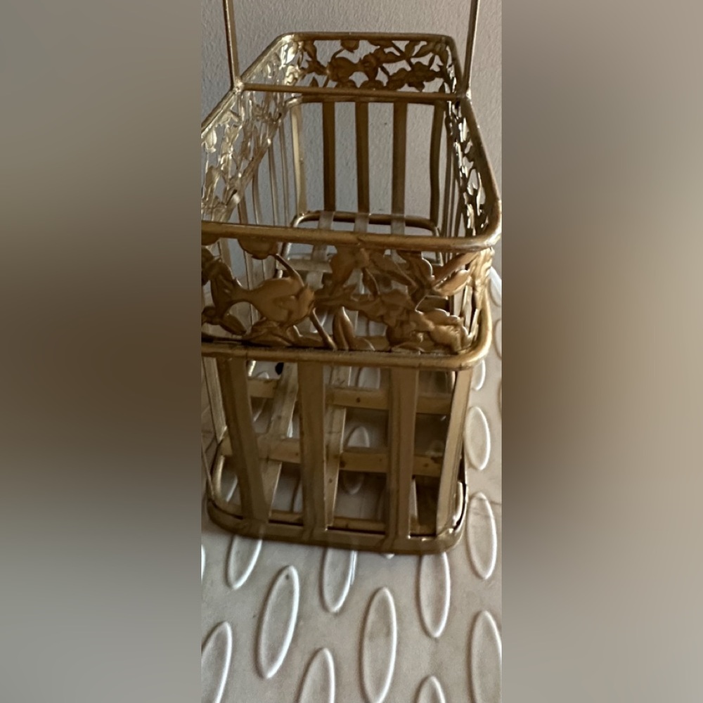 Gold Color Metal Basket With Handle Small Decor Basket - Picture 4 of 6